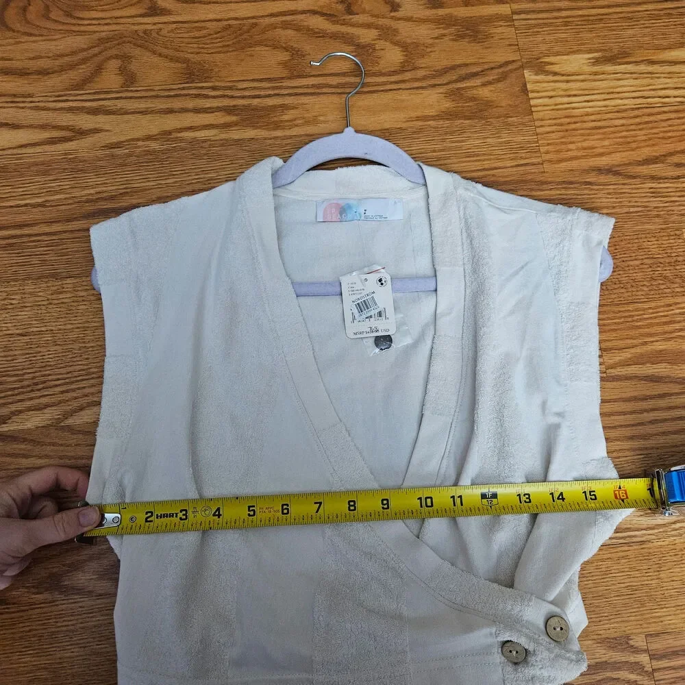 Free People Beach Island Boho Set Crop Top Wrap Terry V Neck‎ And Pants